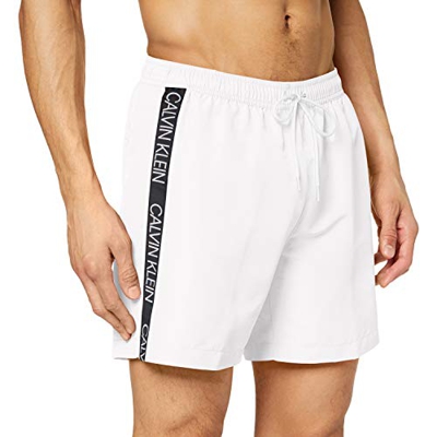 Calvin Klein Medium Drawstring Bañador, Blanco (PVH Classic White YCD), Hombre