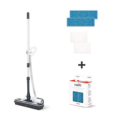 Polti Moppy - Kit de 2 paños y limpiador de suelos con vapor sin cables para todo tipo de suelos y superficies verticales lavables, color blanco