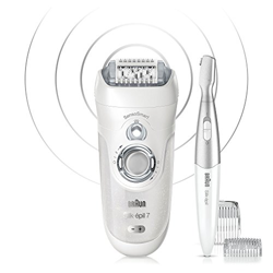 Braun Silk-Épil 7 7/890 - Depiladora Mujer, Eléctrica Inalámbrica y Recortadora Corporal y Facial, 7 Accesorios, Tecnología Senso Smart, Plata en oferta