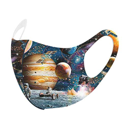 Magiyard Ropa deportiva 𝐌𝐚𝐬𝐜𝐚𝐫𝐢𝐥𝐥𝐚𝐬 Reutilizables Lavables Niños 1 Piezas Vintage Universo Cielo Estrellado Estampado Respirable Tela con Orejeras Aju características