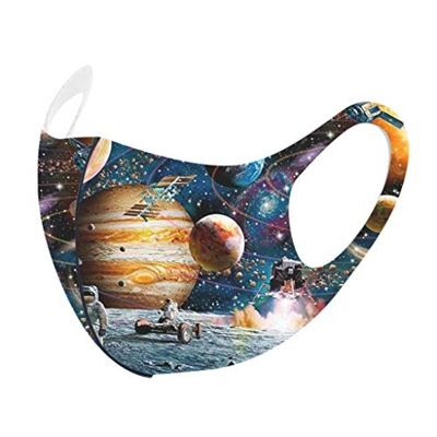 Magiyard Ropa deportiva 𝐌𝐚𝐬𝐜𝐚𝐫𝐢𝐥𝐥𝐚𝐬 Reutilizables Lavables Niños 1 Piezas Vintage Universo Cielo Estrellado Estampado Respirable Tela con Orejeras Aju