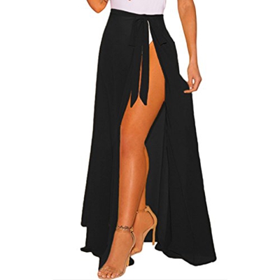 JLTPH Mujer Falda Larga Pareo Boho Split Color Sólido Maxi Falda Vestido de Playa Fiesta Casual Bikini Cover Up Bañador
