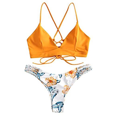 riou Bikini Conjuntos de Bikinis para Mujer Push Up Mujeres Traje de BañO Estampado Bohemio Dividido BañAdores con Relleno Tops y Braguitas Mujer 2019