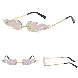 Kylewo Gafas de Sol de Las Mujeres- Gafas de Sol Creativas en Forma de Llama Gafas de Sol de Metal para Mujer para Hombre, Gafas de Sol de Estilo Punk en oferta