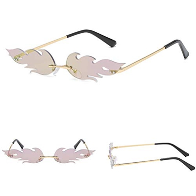 Kylewo Gafas de Sol de Las Mujeres- Gafas de Sol Creativas en Forma de Llama Gafas de Sol de Metal para Mujer para Hombre, Gafas de Sol de Estilo Punk