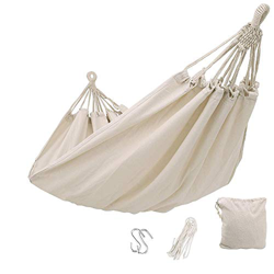 Hamaca individual o doble al aire libre para acampar, hamaca de 1/2 persona, de algodón, suave columpio para dormir portátil con bolsa de transporte p precio