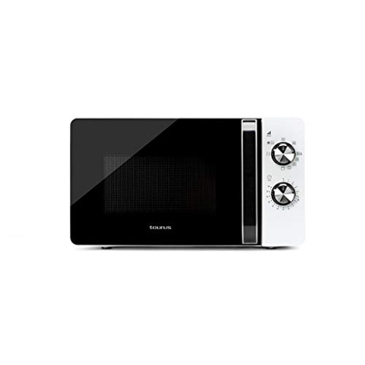 Taurus Microondas, 20L, 700W, Grill 900W, 9 potencias, Función descongelar, Auto-Clean, Revestimiento White&Clean, 30 min. 45.5 x 34.2 x 26 cm, Tecnol