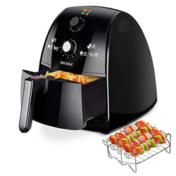 Secura Máquina freidora eléctrica de Aire Caliente con Accesorios adicionales: Recetas, Estante para Tostador y Pinchos 1500W 4L X-Grande Negro en oferta