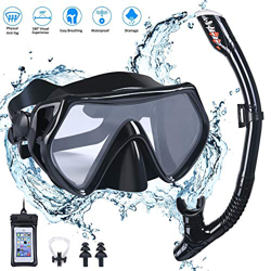 flintronic Kit de máscara y Tubo para Snorkelling, Máscara de Buceo Snorkel Set Máscara de Esnórquel con Máscara Antivaho y Snorkel Seco, Negro en oferta