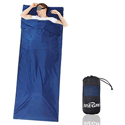 IREGRO Saco de Dormir de Forro Saco Sábana de Viaje Fundas para Saco de Dormir Camping Impermeable Portátil 220X90CM para Camping,Hotel,Senderismo,Moc