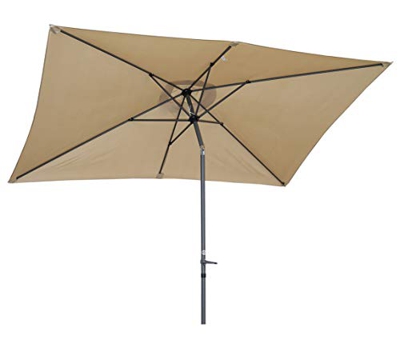 Angel Living 2x3M Sombrilla Parasol de Aluminio y Poliéster, Parasol Inclinado con Manivela, Mástil Aluminio 38mm (Beige)