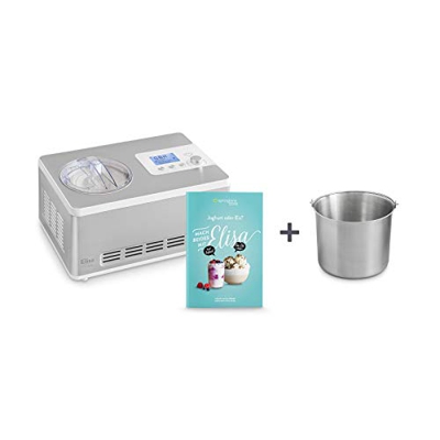 Heladera yogurtera 2 en 1 ELISA con compresor de refrigeración y función de calefacción, 2 l Máquina de helados y yogur en acero inoxidable, función d