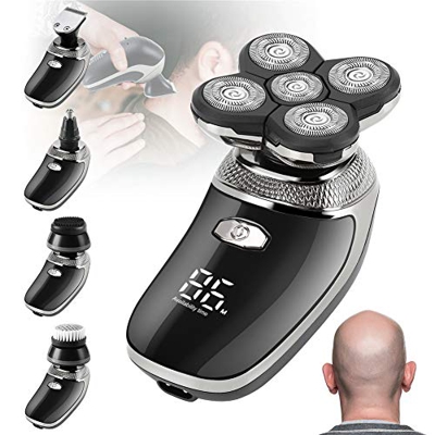 Maquina De Afeitar, Recargable Maquinilla de afeitar hombre Navaja de cabeza calva USB Afeitadoras rotativas Sin cable Impermeable Afeitadora eléctric