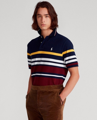 Polo Ralph Lauren - Polo De Hombre Regular Azul Con Franjas De Varios Colores
