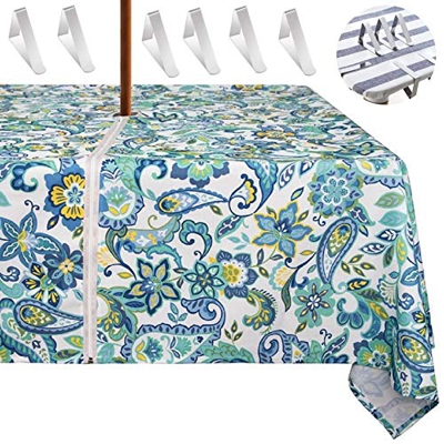 Mantel impermeable para exteriores, con cremallera y orificio para sombrilla, poliéster, Lavable A Máquina para el Restaurante del Hotel en casa, fáci