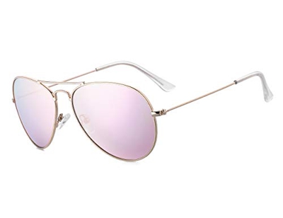 Rocf Rossini Gafas de Sol Aviador para Mujer Gafas Polarizadas Retro de Hombre con Protección UV400 para Pescar Conducir Playa(gold/pink)