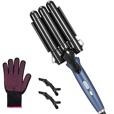 Rizador de Pelo Profesional, Kastiny 3 Barriles Pinzas Rizadoras con 4 Configuraciones de Temperatura, Plancha Rizadora para Cabello Largo/Corto para 