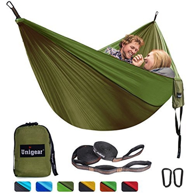 Unigear Hamaca para Acampar 320 x 200 cm para 2 Personas, Hamaca Aoble Portátil Ligera de Nylon Paracaídas con Correas para Mochilero, Camping, Viajes