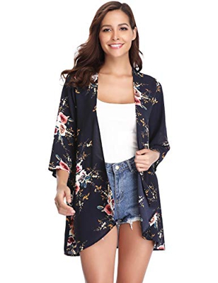 Aibrou Mujeres gasas Chal Flojo, Estampado Kimono Cardigan Top Cover Up Blusa Beachwear