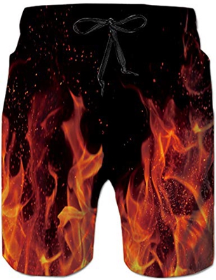 Loveternal Bañador Hombre Playa Hawaiano Deportivos Verano Pantalones Cortos 3D Secado Rápido Llama Bañador Hombre L