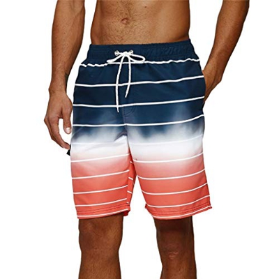 Arcweg Bañadores para Hombres Chicos Pantalones Cortos Deportes Secado Rápido Transpirable para Playa Surf Natación Rojo Raya Talla L(EU)