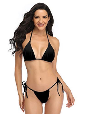 Mujer 2020 Push up Bikini de Tres Puntos Conjunto de Traje de Baño Brasileños Bañador Ropa de Dos Piezas Bikinis Negro M
