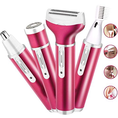 Anself Depiladora 4 en 1 Lady Shaver, Anself Ladies Bikini Trimmer Electric Lady Shaver Recargable Vibrissae Trimmer Nariz Ceja Trimmer Sistema de pre