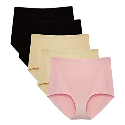 FallSweet No Show Calzoncillos de Cintura Alta Ropa Interior para Mujer Bragas sin Costuras, Paquete de 5