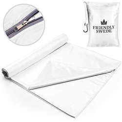 The Friendly Swede Sábana para Saco de Dormir - Ligera, para Acampada y Viaje - Cierre de Velcro o Cremallera (Blanco - Cremallera) precio