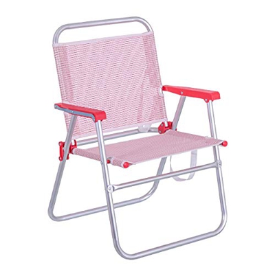 LOLAhome Silla de Playa Plegable Fija de Aluminio y textileno (Rojo y Rosa)