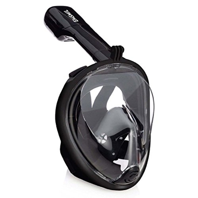 Emsmil Máscara de Buceo 180° Vista Panorámica Máscara Facial de Snorkel con Tecnología Anti-Vaho y Anti-Fugas Impermeable para Vacaciones Negro