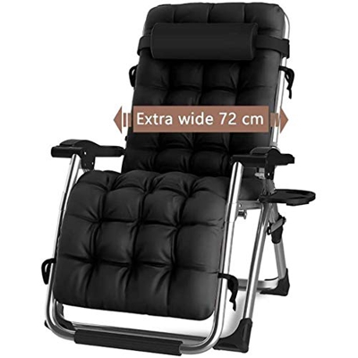 DQCHAIR Silla reclinable para Actividades al Aire Libre con Gravedad Cero y portavasos, Silla Extra Ancha y Ajustable para tumbonas de Patio Garden Be
