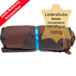 Langlauf Schuhbedarf ® - Retales de piel extragrandes (1 kg), color marrón. Todas las piezas son de un Tamaño mínimo DIN A3, incluye instrucciones par precio