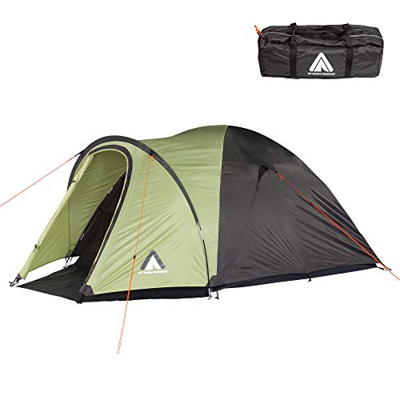 10T Outdoor Equipment Kuppelzelt Scone Beechnut-Tienda de campaña para 4 Personas, Impermeable, 5000 mm, con antesala, Unisex-Adultos, Gris y Verde SB