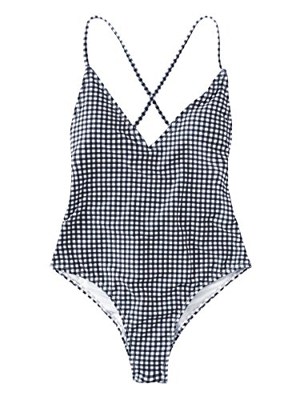 DIDK Mujer Conjunto De Bikini Bañador de Cuadros a La Playa +1PC Traje de Baño 2019 Verano Sexy
