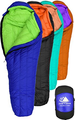 Hyke & Byke Eolus 800 Saco de Dormir de Plumón Ultraligero Momia -10ºC y -15ºC - Saco de Dormir Adulto con Base ClusterLoft - Camping Accesorios Bajas