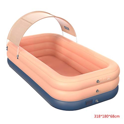 Ruguo Piscina Rectangular Piscina Hinchable Infantil Grande, PVC Ecológico + Diseño De Techo con Protección Solar + 3 Capas, Adecuado para Uso Familia