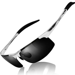 Duco Gafas de sol deportivas polarizadas para hombre con ultraligero y marco de metal irrompible, 100% UV400-8177S (Lente gris marco de plata) características