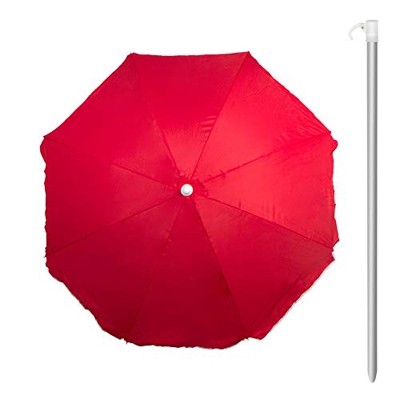 Aktive 53845 Sombrilla 220 cm Beach con protección UV, Rojo