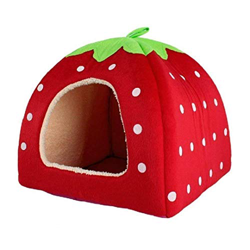iHOMIKI Fresa Preciosa Cachemira Suave Caliente Nido Cama del Animal doméstico del Gato del Perro Plegable casa del Animal doméstico Rojo en oferta