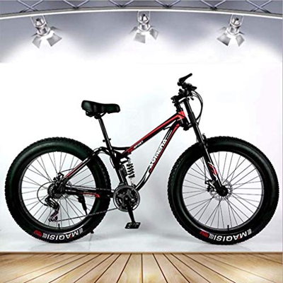 LJ Bicicleta, Bicicleta de Montaña con Neumáticos Gordos para Adultos, Bicicleta de Nieve, Bicicletas de Crucero con Freno de Disco Doble, Bicicleta d