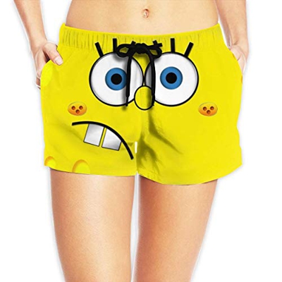Aeykis Women Hot Pants Summer Casual Shorts Spongebob Face Short Beach Trousers