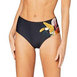 Women'secret, Parte Inferior de bikini con estampado posicionado para Mujer, Negro, S en oferta