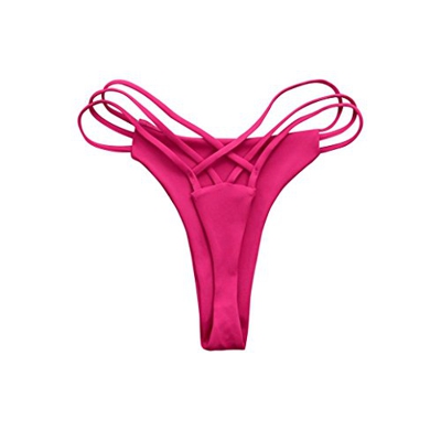 Fossen Brasileno Bikini Tangas Mujer Playa Traje de baño Bikinis Bottoms (S, Rosa Caliente)