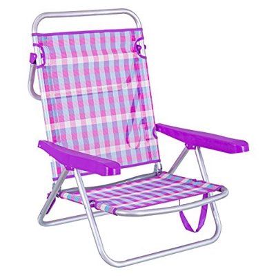 LOLAhome Silla de Playa Cama de 4 Posiciones Lila de Aluminio y textileno, de 61x47x80 cm