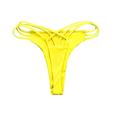 Fossen Brasileno Bikini Tangas Mujer Playa Traje de baño Bikinis Bottoms (M, Amarillo)