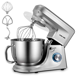 CHeflee 1800W Amasadora Batidora, Amasadora de Pan de Alto Voltaje 6 Velocidades con Recipiente de Acero Inoxidable de 7,2 litros,Plata en oferta
