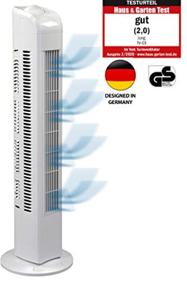 JUNG TF01 - Ventilador de torre (76 cm, 0,05 kW/h, 3 niveles, oscilante 75°, giratorio), color blanco