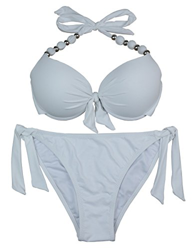 eonar Mujer Push-up Bikini Desmontable Acolchado Bra Ajustable Trajes de baño(M,White) precio