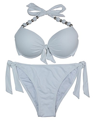eonar Mujer Push-up Bikini Desmontable Acolchado Bra Ajustable Trajes de baño(M,White)